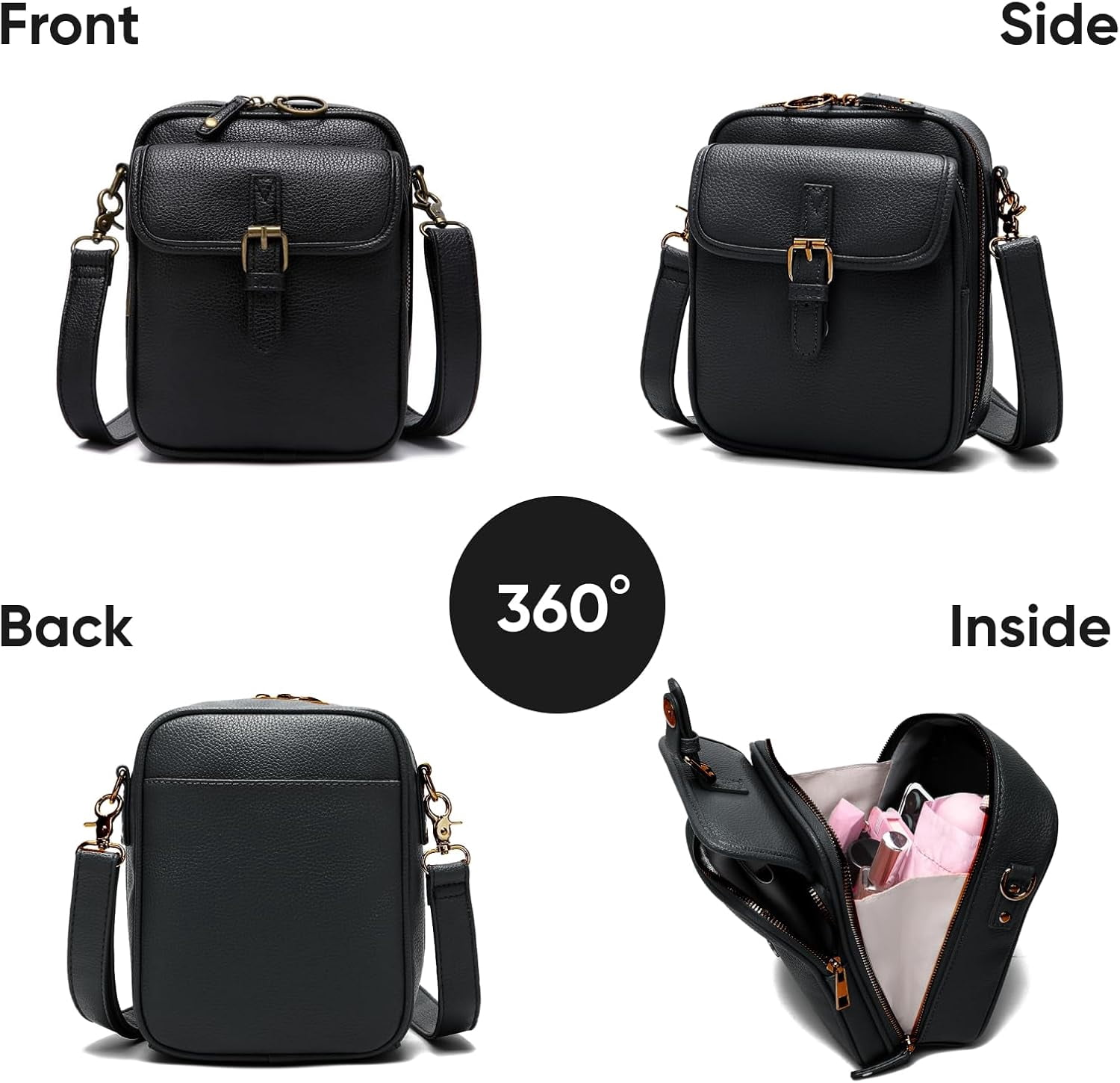 Leather Crossbody Bags for Women Anti-Theft Vegan Purse with Card Slots, Travel Shoulder Bag, Waterproof Crossbody Purse
