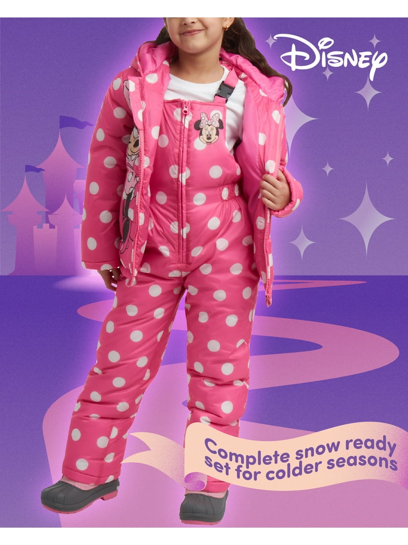 ※訳あり　ミニー　耳付きフード 　スキーウェア　120 ディズニー Disney Girls Snowsuit Set - Minnie Mouse Lilo and Stitch 2 Piece