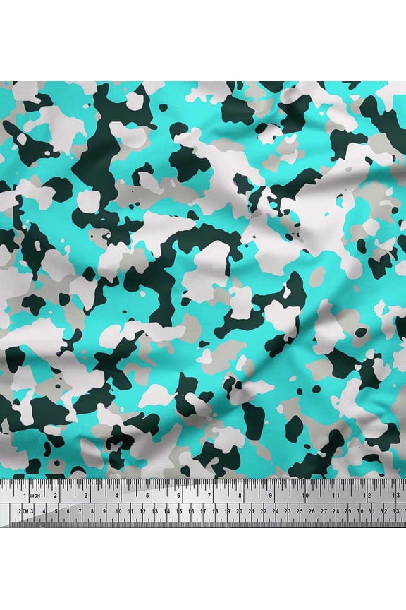 Japan Crepe Satin Fabric Two Tone With White Camouflage Print Fabric by Yard 42 Inch Wide