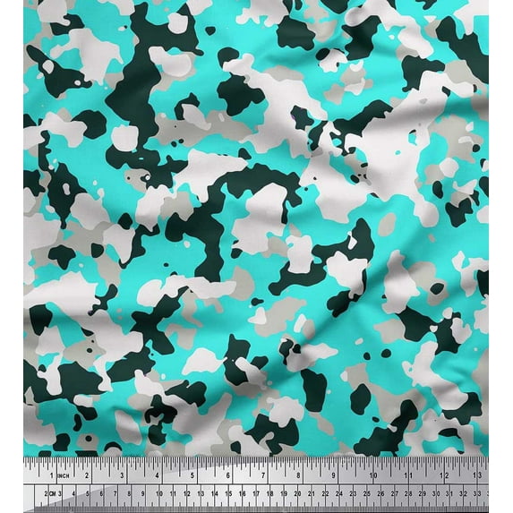 Soimoi Poly Georgette Fabric Two Tone With White Camouflage Fabric Prints By Yard 42 Inch Wide