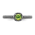 thumbnail image 4 of Sterling Silver Stackable Expressions Checker-cut Peridot Antiqued Ring S:7, 4 of 5