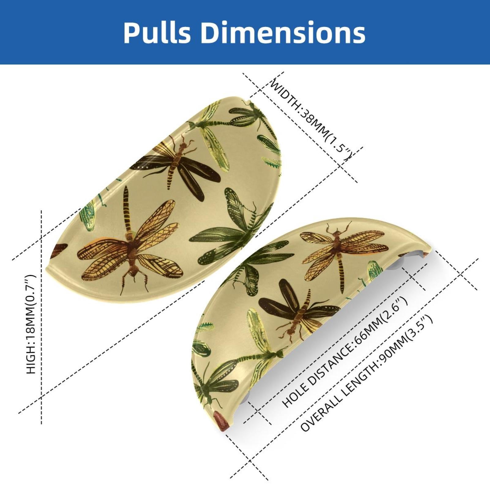 PhooArto 6 Pcs Cup Drawer Pulls, Flying Dragonflies Pattern Shell Shape Handles Cabinet Knobs for Dresser Cupboard Closet Wardrobe with Screws