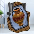 thumbnail image 4 of Greek Key Soft Flannel Fleece Throw Blanket, Frame with Traditional Vintage Square Ornament Meander and Amphora, Cozy Plush for Indoor and Outdoor Use, 50" x 60", Orange Lavender Black, by Ambesonne, 4 of 5