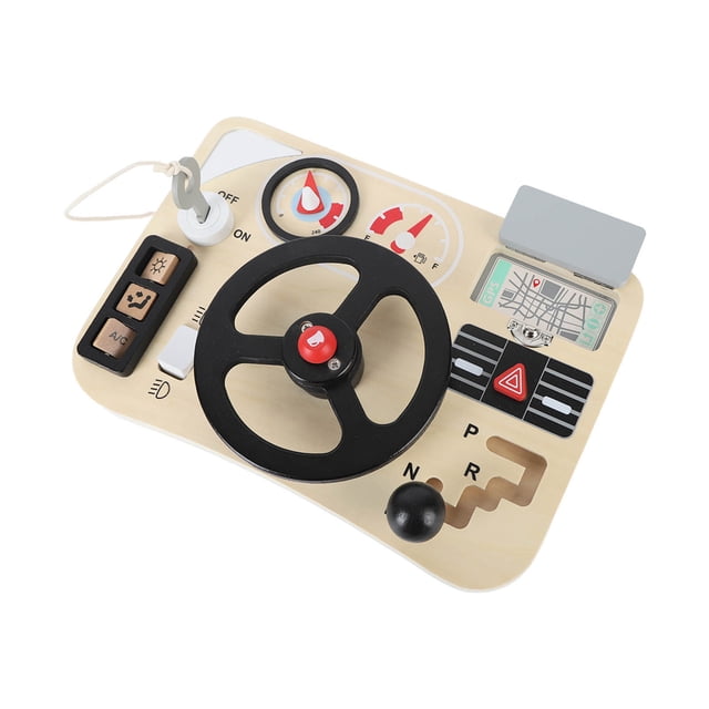 Kids Driving Sensory Toy, Fine Polishing Simulation Wooden Car Steering Wheel Toy Scratch Proof Educational Rounded Corners For Pretend Play