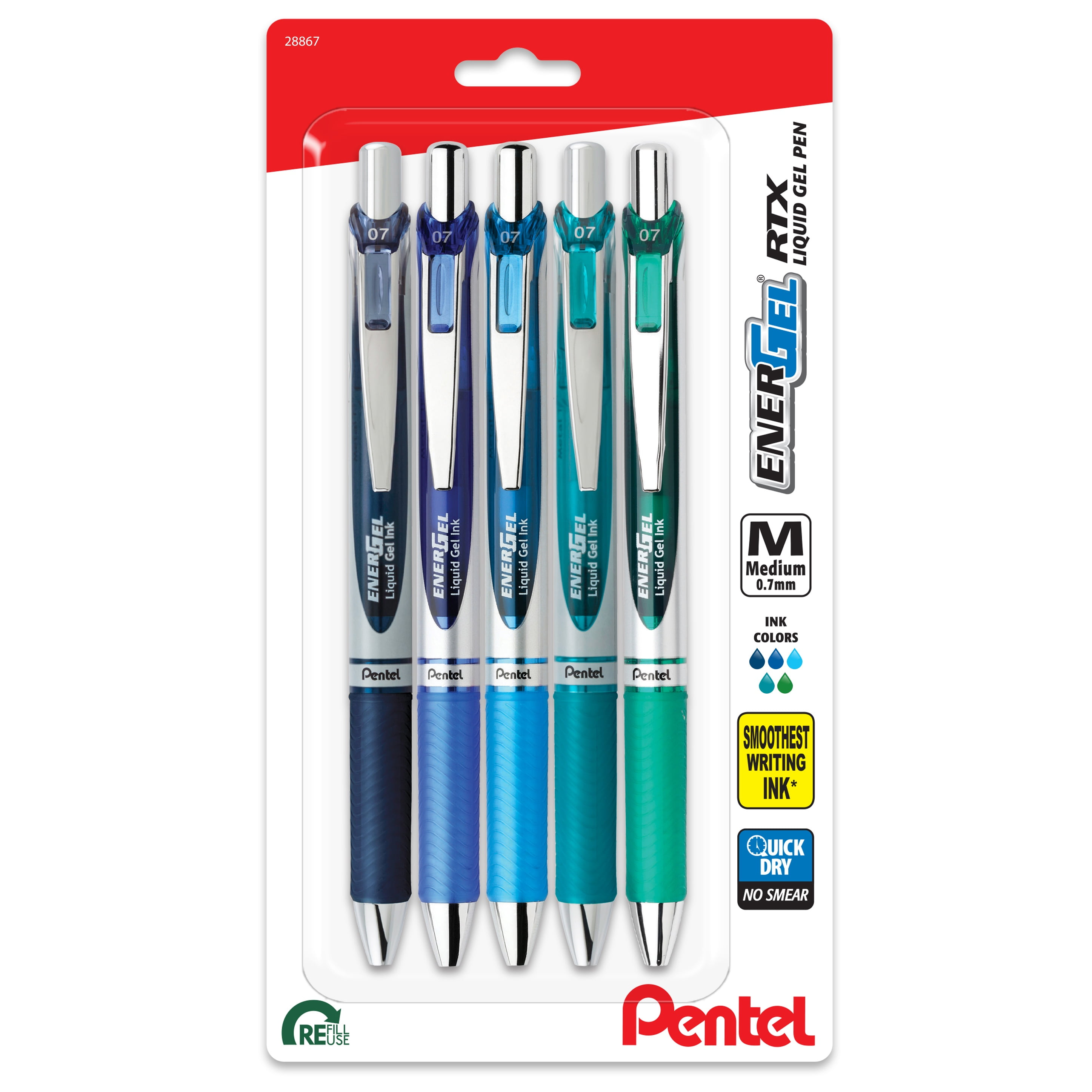 Pentel EnerGel-X Retractable Liquid Gel Pen, Fine Line