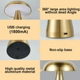 thumbnail image 6 of Leyfeng Lamp, Mushroom Table Lamp, Portable Cordless Led Desk Light Usb, Mushroom Bedside Lamp 3 Color Dimming Decorative Metal Gold Silver Bedside Lamp for Bedroom Living Room (Gold), 6 of 8