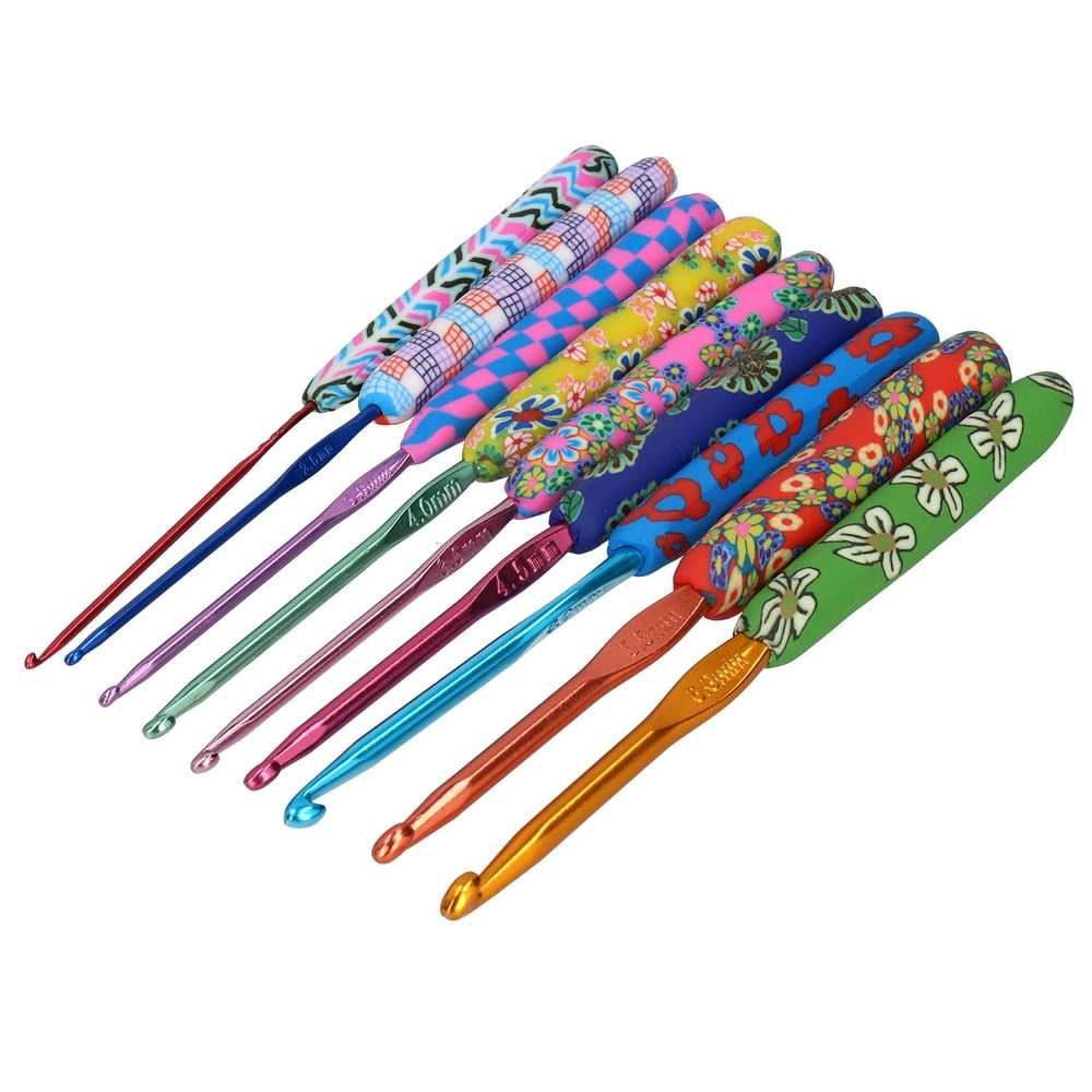 OTVIAP 9Pcs Crochet Hook Set with Ergonomic Handles Needles DIY Craft