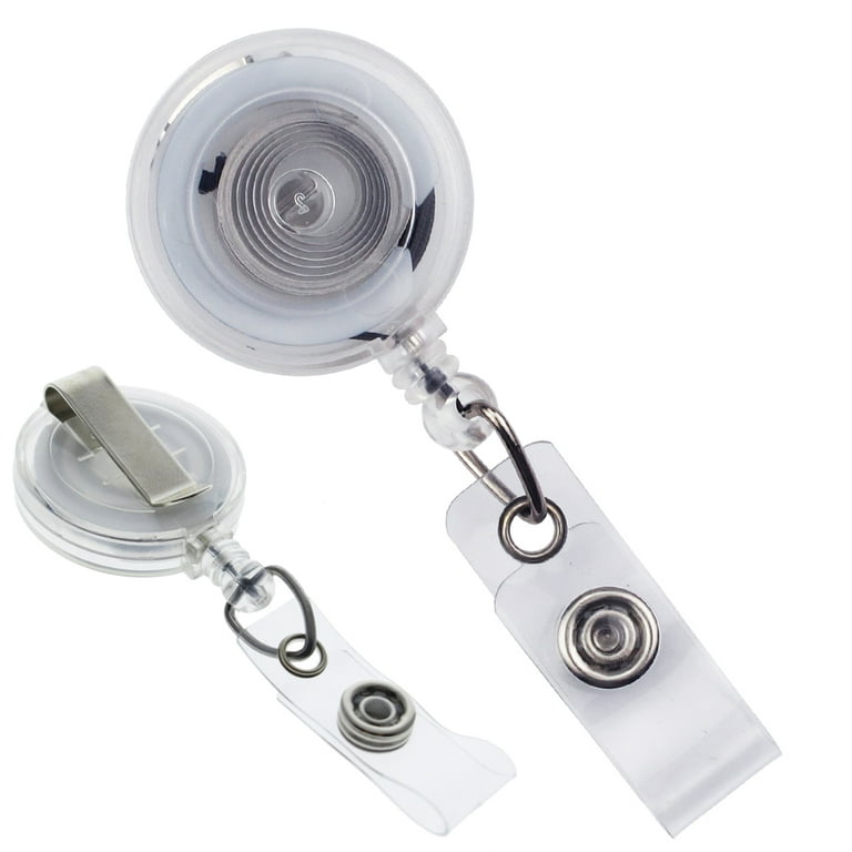 5 Pack - Translucent Retractable Badge Reel with Belt Clip - Cute Clear  Slide On Badge Extender/Holder with Vinyl I'd Strap for Nurse Name Tags,  Work Key Cards, DIY Craft by Specialist