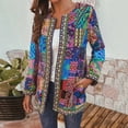 thumbnail image 2 of Women's Boho Cardigan Fashion Leisure Retro Print Loose Long Sleeve Coat With Pockets Scoop Neck Long Sleeve Shirts for Women, 2 of 6