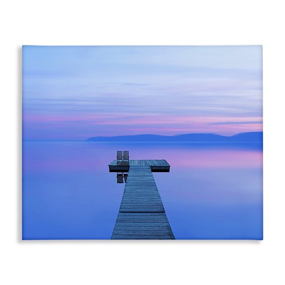 Stupell Industries Contemporary Lake Landscape Blue Purple Canvas Art, 20 x 16, by James McLoughlin