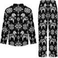 thumbnail image 6 of Top-kevin Women's Pajama Sets Black White Floral Horse Long Sleeve Lounge Sets Pjs Sleepwear with Pockets, 6 of 6
