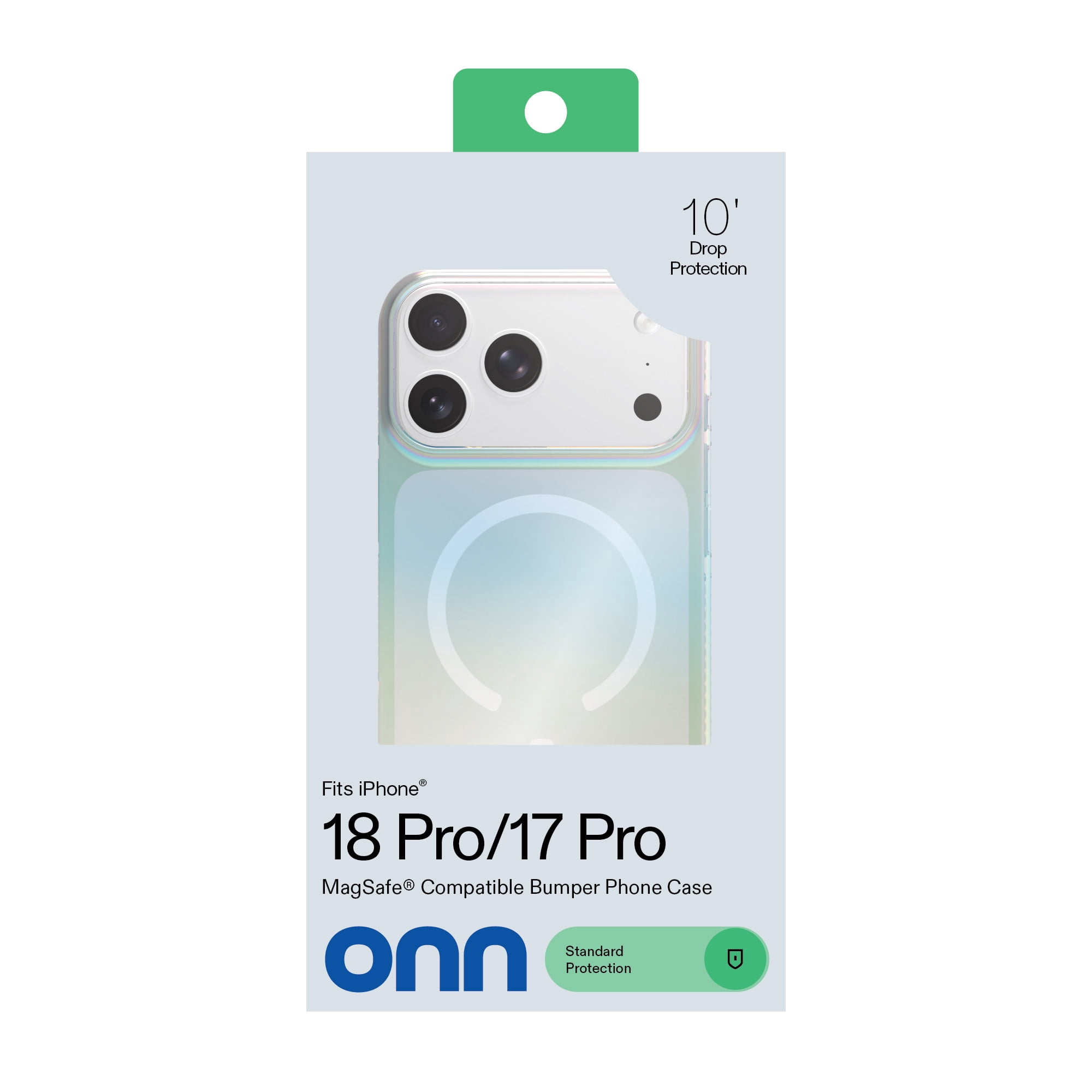 onn Impact Phone Case for iPhone 18 Pro / 17 Pro, MagSafe Compatible, Enhanced Bumper Design - Iridescent