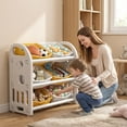 thumbnail image 2 of ANYEDDE Toy Storage Organizer with 3-layer structure and 6 Bins,Bookshelf/Bookcase, Kids Bin Shelf,Toys Box for Playroom Organization for Bedroom & Room Decor,Yellow White, 2 of 7