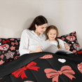 thumbnail image 4 of Feelyou Red Bow Skull Full Size Comforter Sets, Leopard Zebra Print Star Bedding Comforter Set, Black Reversible, 3 Pieces, 1 Comforter and 2 Pillowcases, 4 of 7