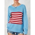 thumbnail image 2 of SUNSIOM Pull Tricoté Automne Hiver pour Femmes Manches Longues Col Rond Imprimé Drapeau Tricoté Ample, 2 of 6