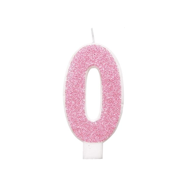 Unique Party - Velas de Cumpleaños Diseño Purpurina Number 0 (Rosa)