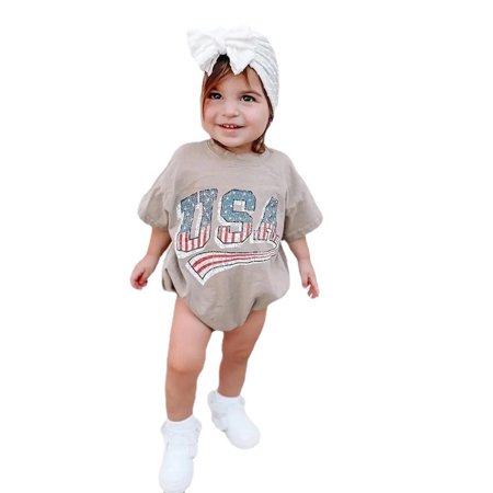 

Qcmgmg Infant Cotton Letter Print 0-24M Short Sleeve Summer Bodysuits