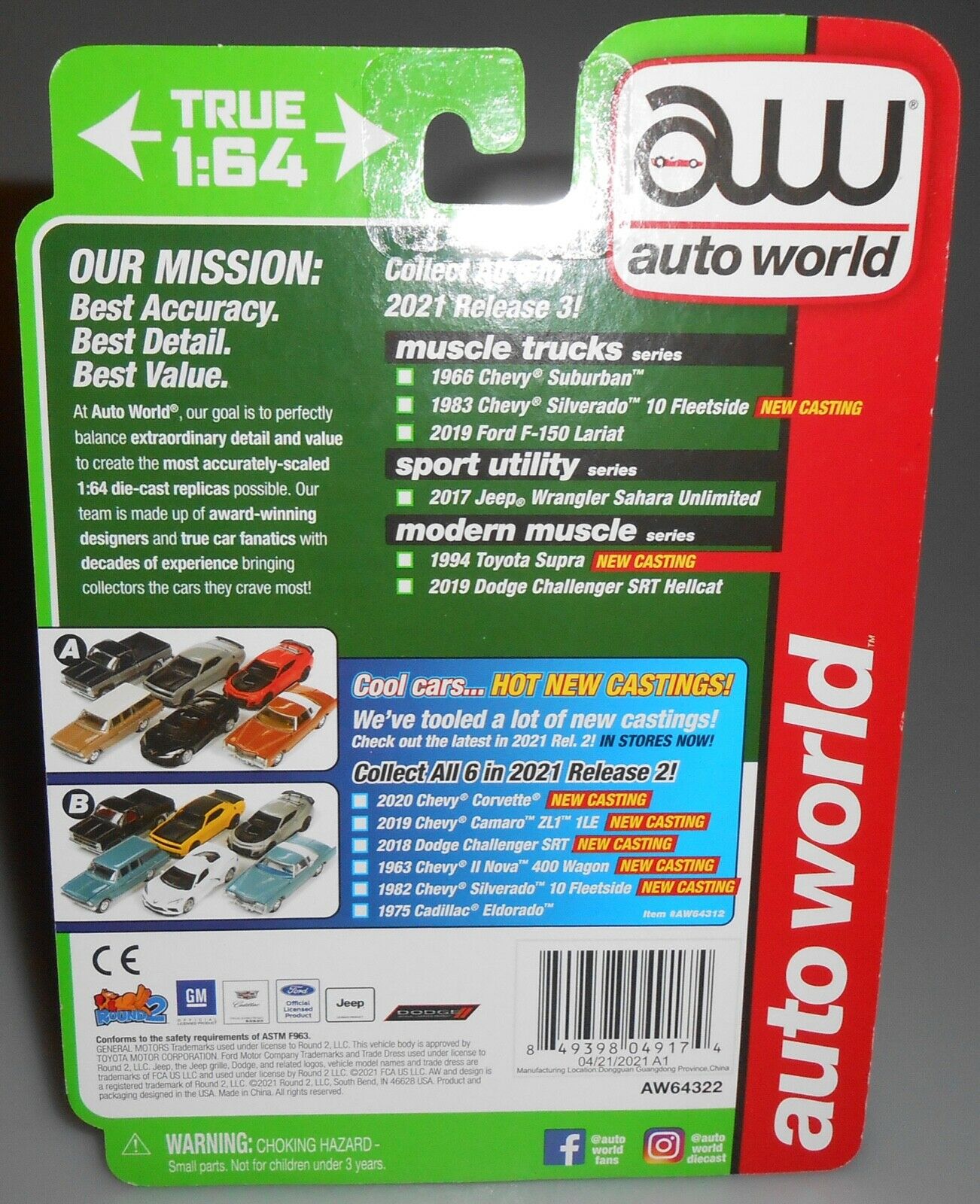 AUTO WORLD 1966 Chevy Suburban Red Muscle Trucks New 2021