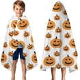 thumbnail image 3 of Halloween Simple Pumpkin Pattern Hooded Bath Towel，50"x30" for Ages 3 To 12 Kids, Quick Dry Lightweight Soft Microfiber Hood Beach Towel Cover Up for Kids, 3 of 7