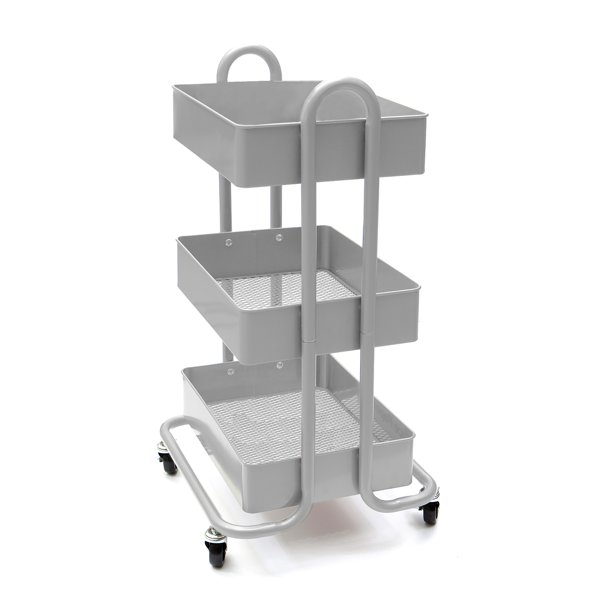 Mind Reader Heavy Duty 3 Tier Metal All Purpose Mobile Utility Cart