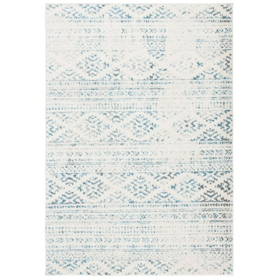 SAFAVIEH Tulum Lakisha Distressed Southwestern Area Rug, 10' x 13', Ivory/Turquoise