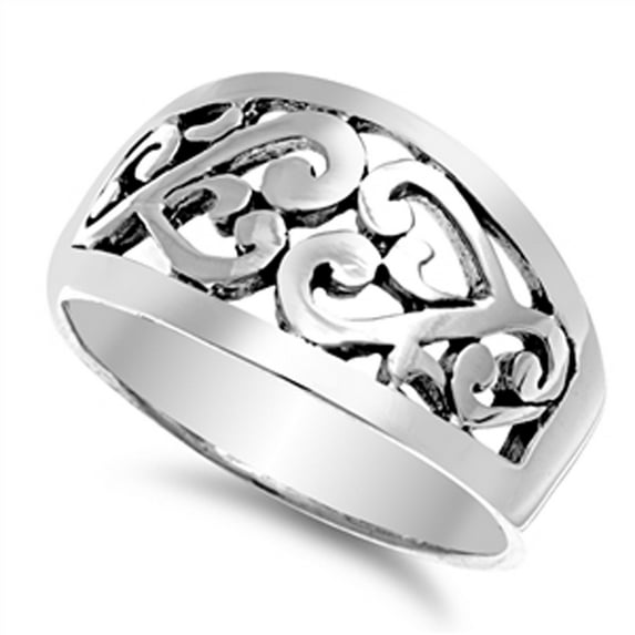 Filigree Oxidized Heart Celtic Knot Ring 925 Sterling Silver Band Jewelry Female Male Unisex Size 9