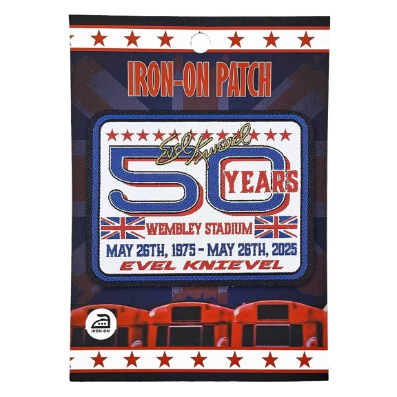 Evel Knievel 50th Anniversary Wembley Mechanic Patch – Iron-On with Gold Signature