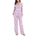 thumbnail image 3 of Cmtiyu Pajamas for Women Set Long Sleeve Notch Collar Button Pockets Top And Pants, Casual Loose Printed Loungewear Set, S-3XL, 3 of 7