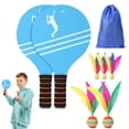 thumbnail image 1 of Pickleball Paddle Set Of 2, Racket Game For Kids, Sport Game Wooden Racket With 5 Feather Ball Base + Bag, 1 of 5