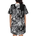 thumbnail image 6 of Fuzoiu Gothic Skull Floral Art Print Women's Short-Sleeved Pajama Set,Lounge Sleepwear Set,Womens Pajama Sets 2 Piece,Button-Up Top and Shorts with Pockets-Large, 6 of 7