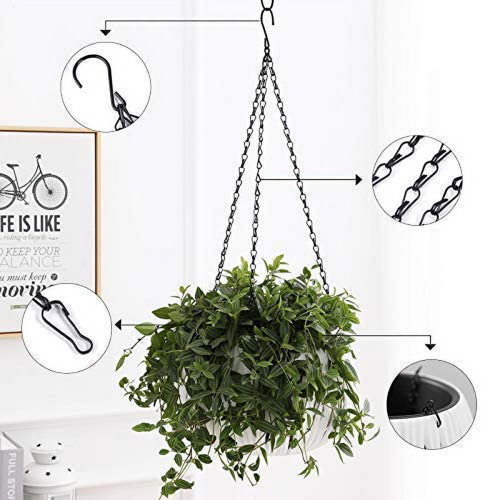 White Hanging planters Indoor Plants Drainage Hanging Baskets for Plants Outdoor self Watering Hanging Flower pots for Indoor Plants with Hooks Chain Orchid Fern herb Vegetable