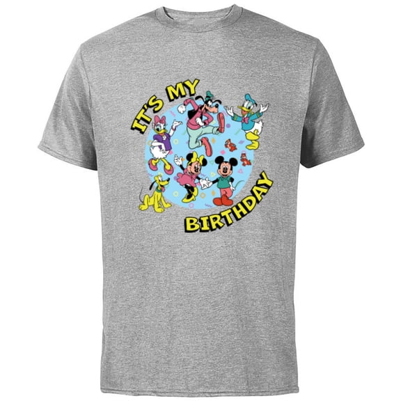 Disney Mickey and Friends Birthday Party It’s My Birthday - Short Sleeve Cotton T-Shirt for Adults - Customized-Athletic Heather