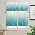 thumbnail image 2 of Teal Blue White Ombre Kitchen Curtains and Valances Set, Rod Pocket Curtains Tier Farmhouse Window Curtains 36 Inch Length, Abstract Line Texture Minimalism Gradient 3 Piece Kitchen Curtains Set, 2 of 6