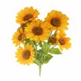 thumbnail image 1 of Ramo de girasol artificial de 9 cabezas, simulación de plástico, decoración floral, decoración de oficina en casa, flor falsa Advancent HA8170-00B, 1 of 6