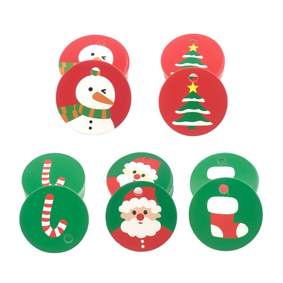 Kesenlong 100PCS Christmas Hanging Tag Christmas Theme Pattern Tags for Gift DIY Xmas Present Wrap and Label Package