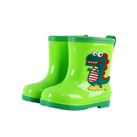 

Eloshman Boys Girls Waterproof Booties Cartoon Rubber Boots Wide Calf Rain Boot School Lightweight Removable Lining Garden Shoes Non-slip Rainboot Green 1Y