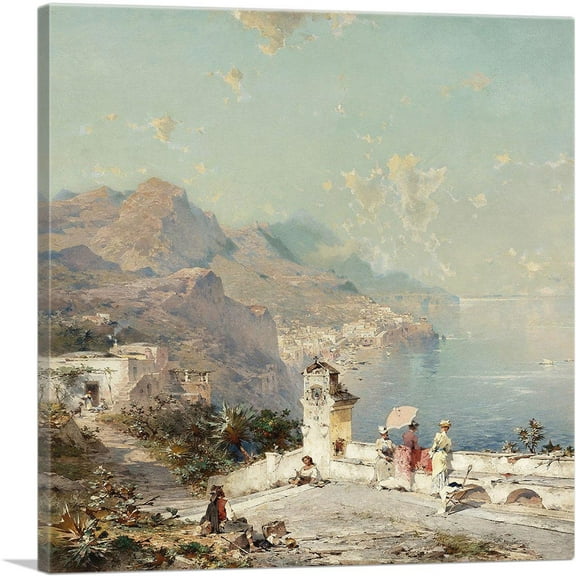 ARTCANVAS Gulf of Salerno Amalfi Canvas Art Print by Franz Richard Unterberger - Size: 18" x 18" (0.75" Deep)