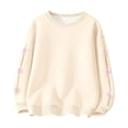 thumbnail image 3 of Ulanda Kids Sweatshirts Girls Neck Long Sleeve Pullover Preppy Clothes Girls Sweatshirt (Beige, 11-12 Years), 3 of 6