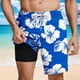 thumbnail image 1 of Ceisia Men's Royal Blue White Hibiscus Print Beach Shorts with Quick Dry Stretch Fabric and Anti-Exposure Liner Multicolor S Gifts, 1 of 6