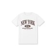 thumbnail image 1 of [Girl's Casual T-Shirt] White New York Print Girl's Casual T-Shirt | Short Sleeve Crew Neck, Medium Stretch Cotton Fabric, Regular Fit, Bold Lettering, Perfect for Spring & Summer, 1 of 6