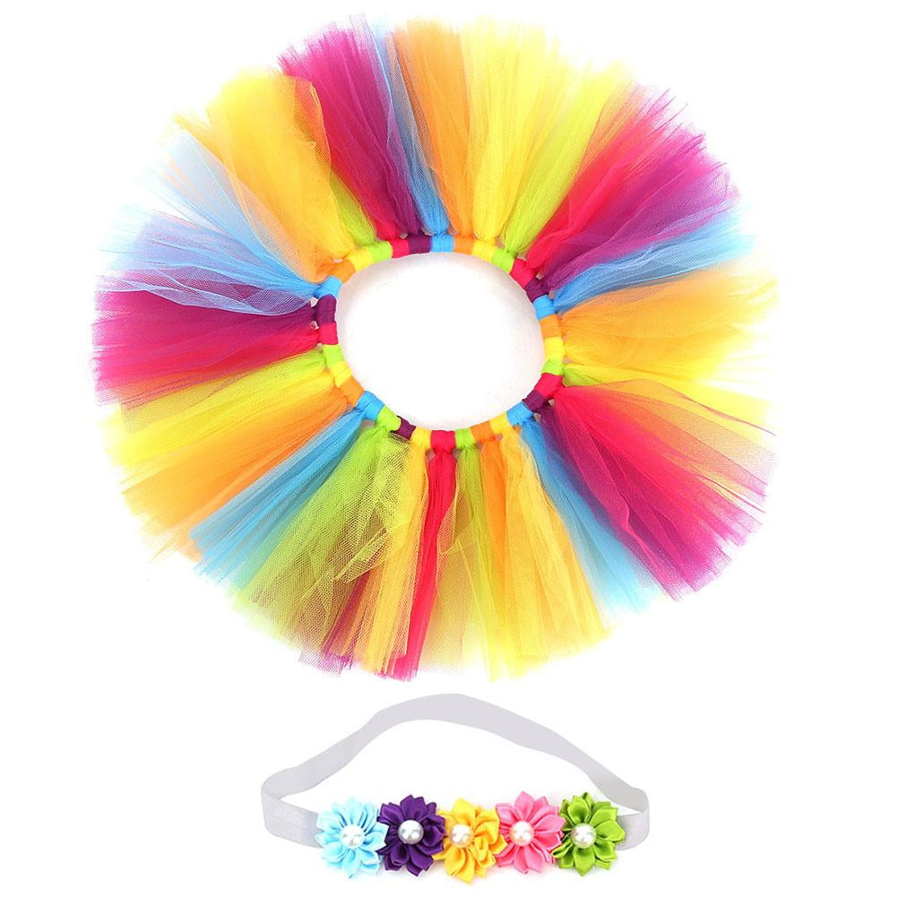 Newborn Infant Pettiskirt Set Skirt Headband Tutu Rainbow Bubble Skirt Photography Prop for Girls Baby Photography Accessories