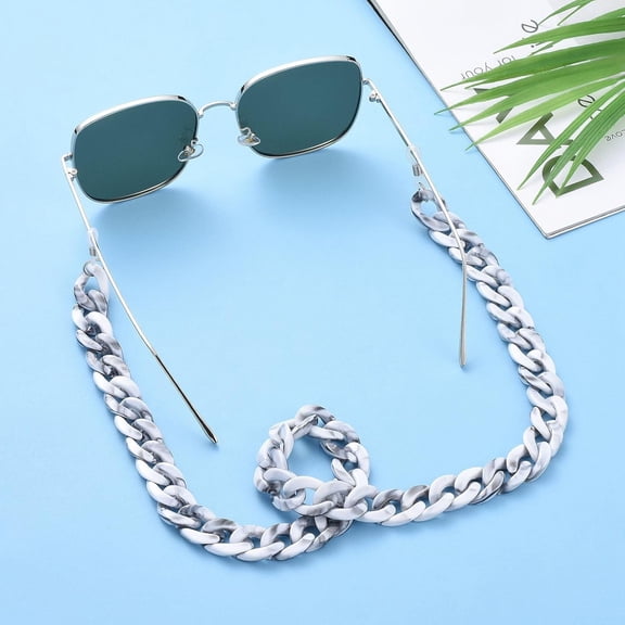 1Pc Acrylic Curb Chains Eyeglasses Chains Neck Strap for Eyeglasses with Loop Ends White 27.56 inch(70cm)