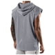 thumbnail image 4 of Blusa de Color Sólido de los Hombres, Moda Casual sin Mangas Sudadera con Capucha para Uso Al Aire Libre Y Diario, Cuello Redondo Atlético Top, 4 of 5