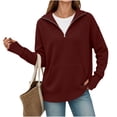 thumbnail image 2 of MLCDZ Womens Sweatshirt 1/4 Half Zip Pullover Casual Long Sleeve Collared Lightweight Sweatshirts Fall Outdoor Sports Holiday Party Tops with Pockets, 2 of 7