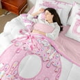 thumbnail image 4 of Erosebridal Personalized Letter O Bedding Twin Size,Cute Candy For Girly Princess Bed Set,Dreamy Pink Bow Bedding Sets Twin Size,Breathable Room Decor Reversible,7pcs, 4 of 6