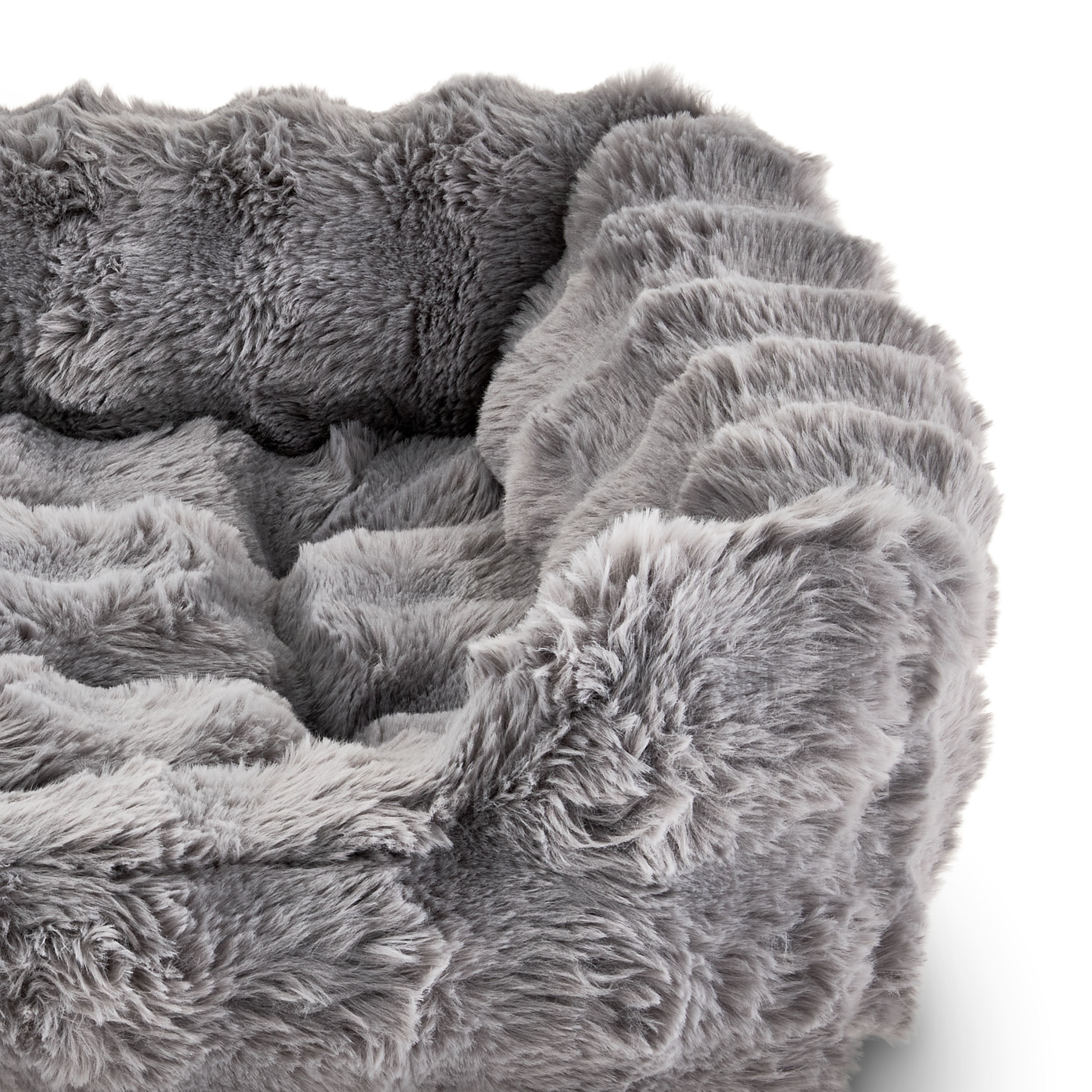 Vibrant Life Small Bubble Faux Fur Orthopedic Cuddler Dog Bed, Gray, 22" x 15"