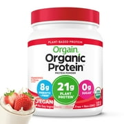 Orgain Organic Vegan 21g Protein Powder, Plant Based, Strawberries n Cream 1.02lb