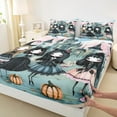 thumbnail image 3 of Manfei Halloween Princess Twin Sheet Sets for Girls, Pumpkin Castle Floral Twin Fitted Sheet, Festival Theme Flat Sheet, Ultra Soft Home Decor 3pcs, 3 of 7