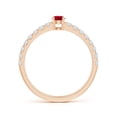 thumbnail image 2 of ANGARA Natural Classic Solitaire Ruby Promise Ring with Pave Diamonds in 14K Rose Gold for Women (Size-3.5mm) | July Birthstone, Birthday, Anniversary, Jewelry Gift for Women | Natural Ruby Ring, 2 of 8