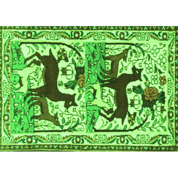 Ahgly Company Indoor Rectangle Persian Green Traditional Area Rugs, 3' x 5'